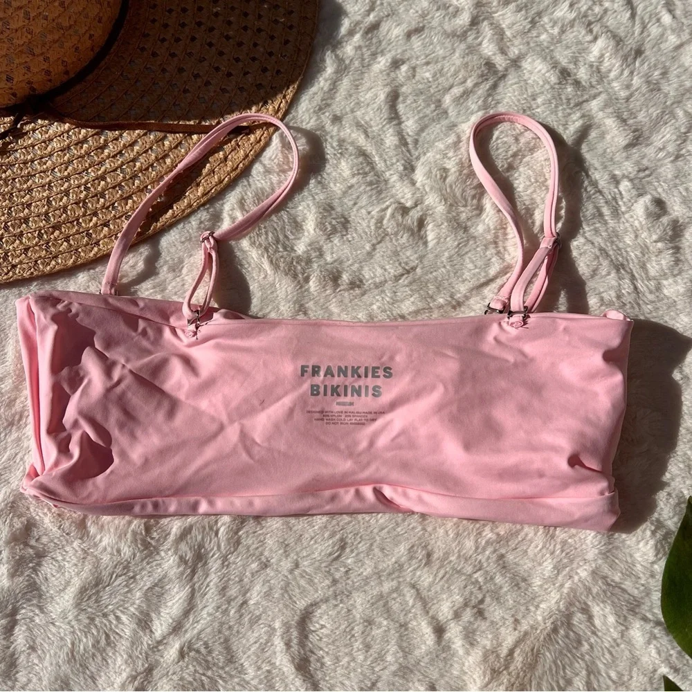 Frankie's Bikinis Pink Knotted Carrie Bikini Top Size Medium